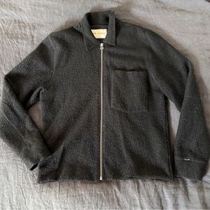 Our Legacy Charcoal black wooly fuzzy Zip-Up lined Sweater